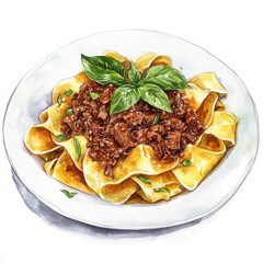 Delicious pasta dish with rich sauce and fresh basil garnish