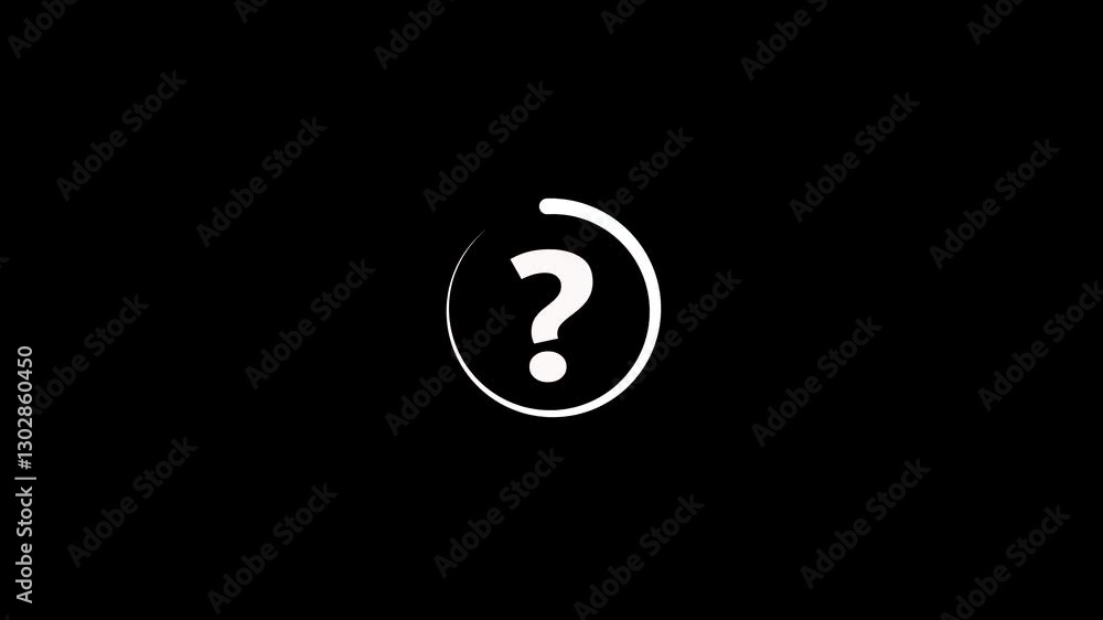 Aufkleber animated white questions mark on black background. animation of question mark with transparent backg