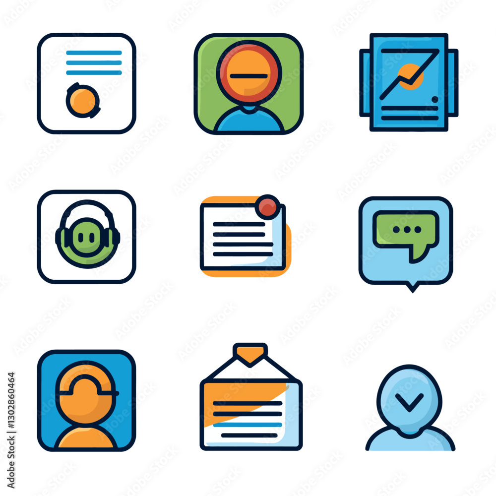 Poster app icons set for user interface design in business vector graphics