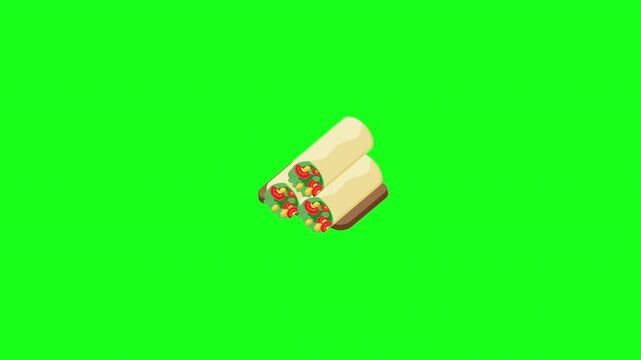 Burrito isometric icon green screen video