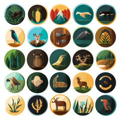 Diverse Wildlife Icons: Minimalist Animal Set for Nature and Design Projects