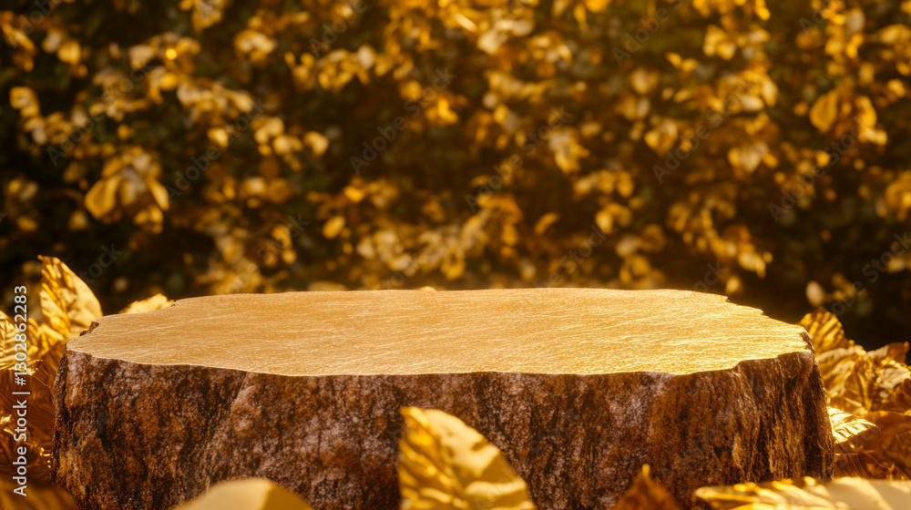 Aufkleber luxurious gold podium with textured surface for elegant display and design concepts