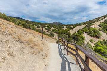 Views from the Golitsyn Trail - a mountain trail carved on the slope of Mount Koba-Kaya, located...