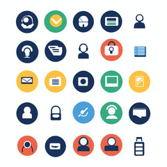 Collection of Business and Technology Vector Icons on White Background