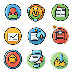 Business Icon Set for Online Services and Digital Communication Design