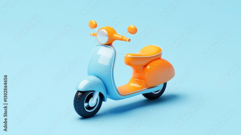 Poster isolated 3d icon of scooter with soft shadows on light background