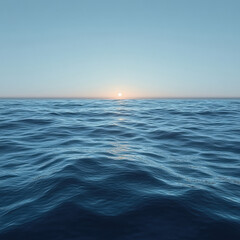 Obraz premium Sunset reflection over calm ocean waves serene seascape nature photography tranquil atmosphere wide-angle view peaceful concept