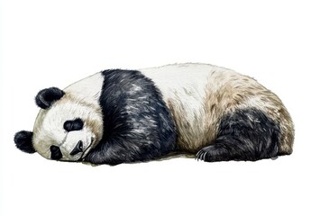 Obraz premium Adorable Giant Panda Relaxing on a Soft Surface in Peaceful Slumber