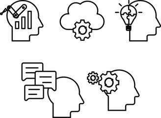 AI Technology Concept Icons Set – Transparent Background Digital Symbols for Artificial Intelligence, Machine Learning, Cloud Computing, Automation, and Innovation.