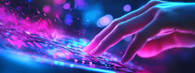 Obraz premium Cyberpunk RGB Mechanical Keyboard Glow