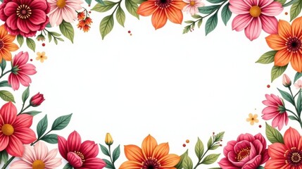Obraz premium Vibrant Floral Frame A Delicate Arrangement of Blossoms for Elegant Designs and Creative Projects