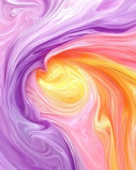 Vibrant Abstract Swirl of Purple, Pink, and Yellow Fluid Colors