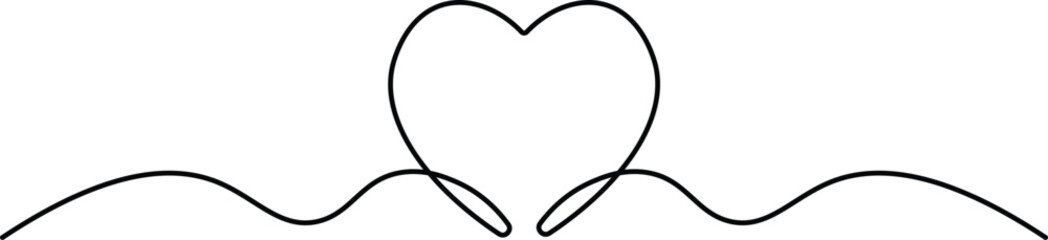 Heart Continuous line art drawing vector illustration. Abstract love symbol.