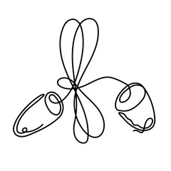 Minimalist one line drawing of earplugs. Editable lineart. Vector illustration