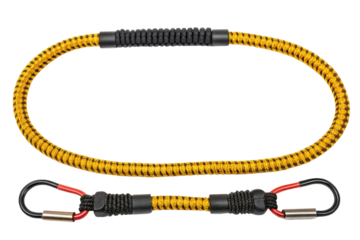 Yellow bungee cord isolated with transparent background