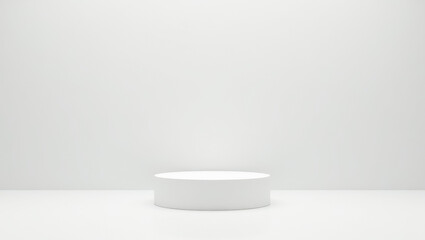 simple round white pedestal against clean white background