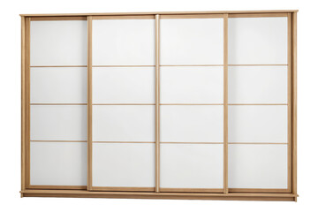 Wooden sliding door wardrobe with panels isolated with transparent background