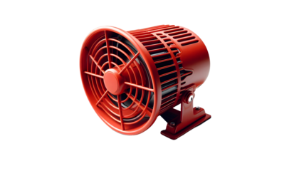 Red industrial emergency siren alarm isolated on white background, siren alarm png