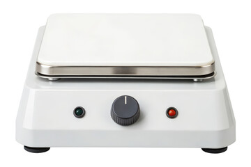White laboratory hot plate for experiments isolated with transparent background