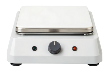 White laboratory hot plate for experiments isolated with transparent background