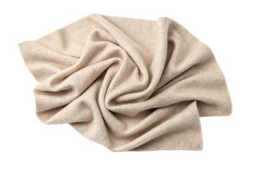 Beige soft fabric textile texture isolated with transparent background