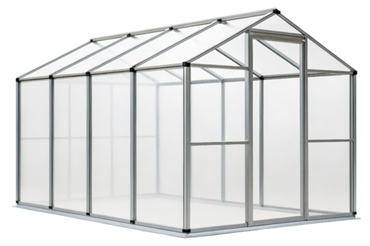 Modern clear greenhouse isolated with transparent background