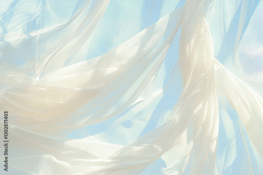 Poster soft light through sheer curtains with delicate white frame