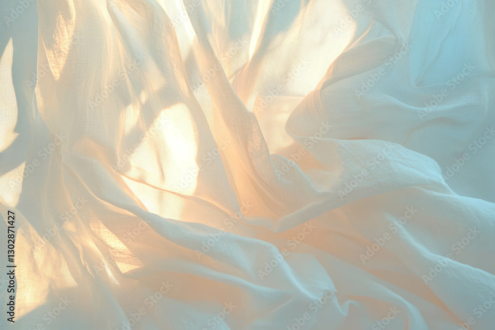 Poster gentle light filtering through sheer curtains creating a serene atmosphere