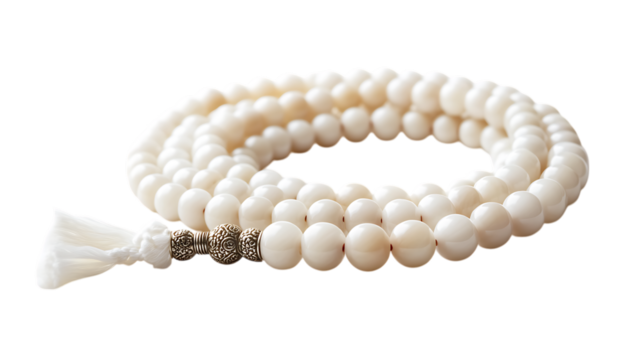White shell mala beads for meditation