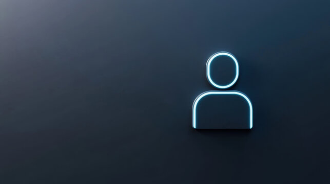 glowing neon outline of person icon on dark background, symbolizing digital identity and virtual assistance. minimalist design conveys futuristic and technological theme - Powered by Adobe
