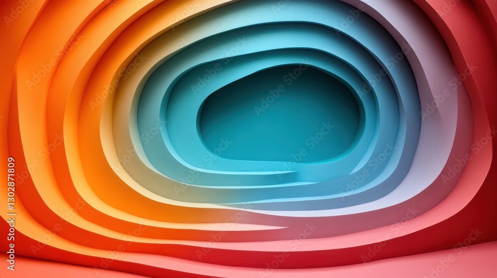 Aufkleber abstract minimalist pastel display with concentric circular designs