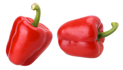 Close-up, red sweet bell pepper isolated, transparent PNG, PNG format, collection, set