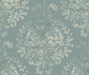 Damask seamless watercolor pattern element. Vector classical luxury old fashioned damask ornament, vintage seamless texture for wallpapers, textile.