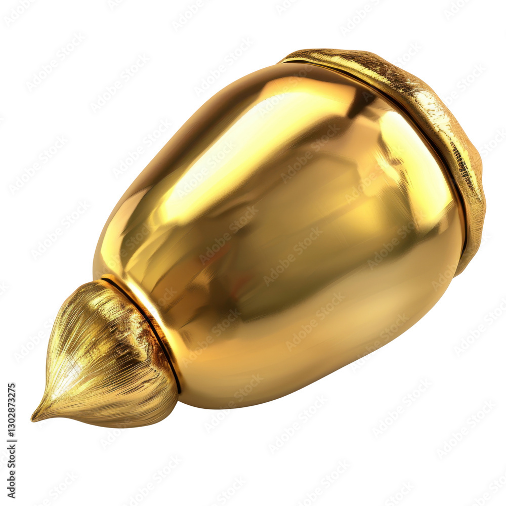 Poster golden acorn with shiny surface, symbolizing prosperity and growth. this decorative item can be used
