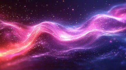 Fototapeta premium abstract purple and pink lights with glowing stars and curves