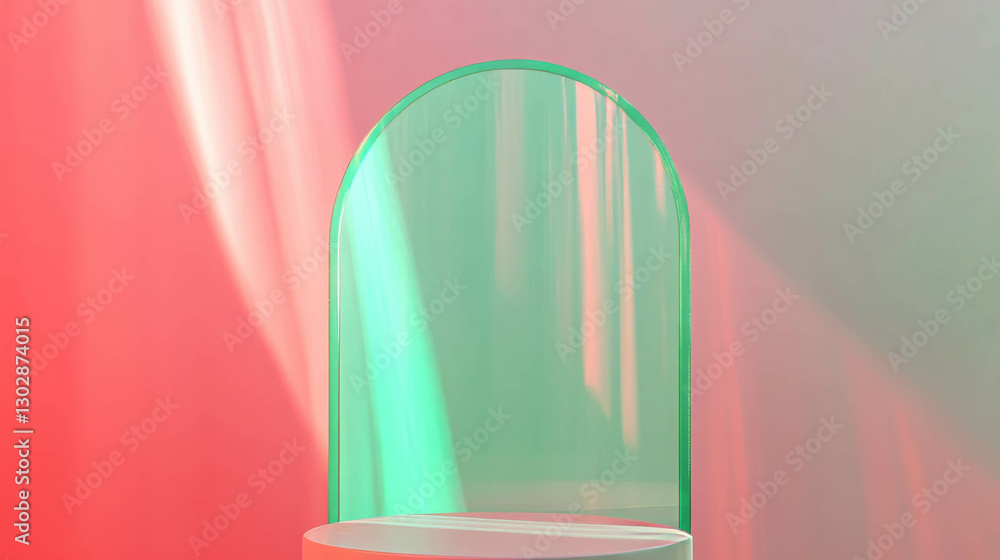 Poster modern abstract background with glass archway and pastel colors for design projects