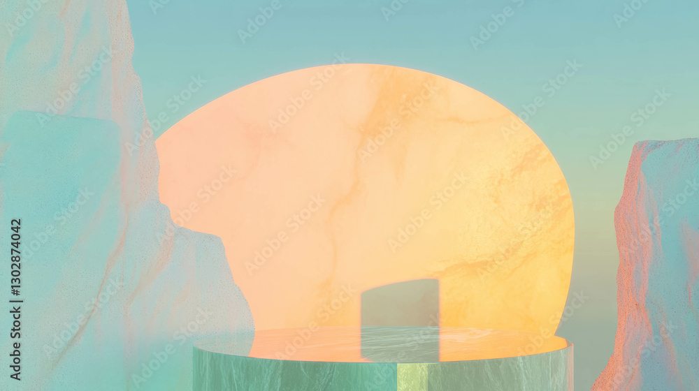 Aufkleber futuristic abstract background with glass podium for design and display concepts