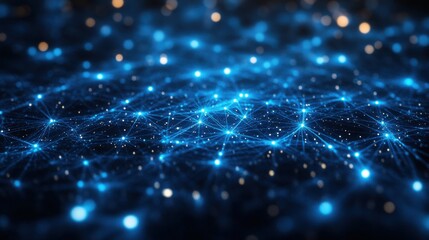 abstract technology background with bright glowing network connections overlay texture