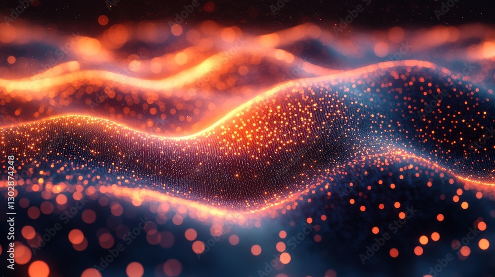 Poster abstract visualization of data with vibrant energy waves and glowing lights overlay texture backgrou