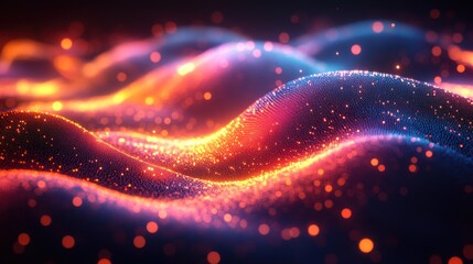 Fototapeta premium abstract visualization of data with vibrant energy waves and glowing lights overlay texture background