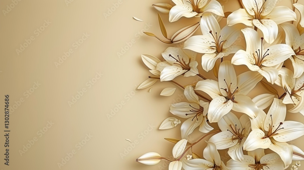Poster a stunning golden lily flower design on a soft background creates a sophisticated banner. the intric