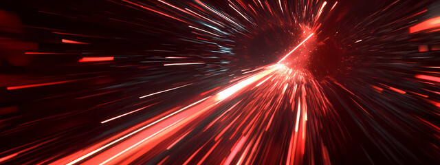 Abstract Sci-Fi Motion with Red Light Streaks
