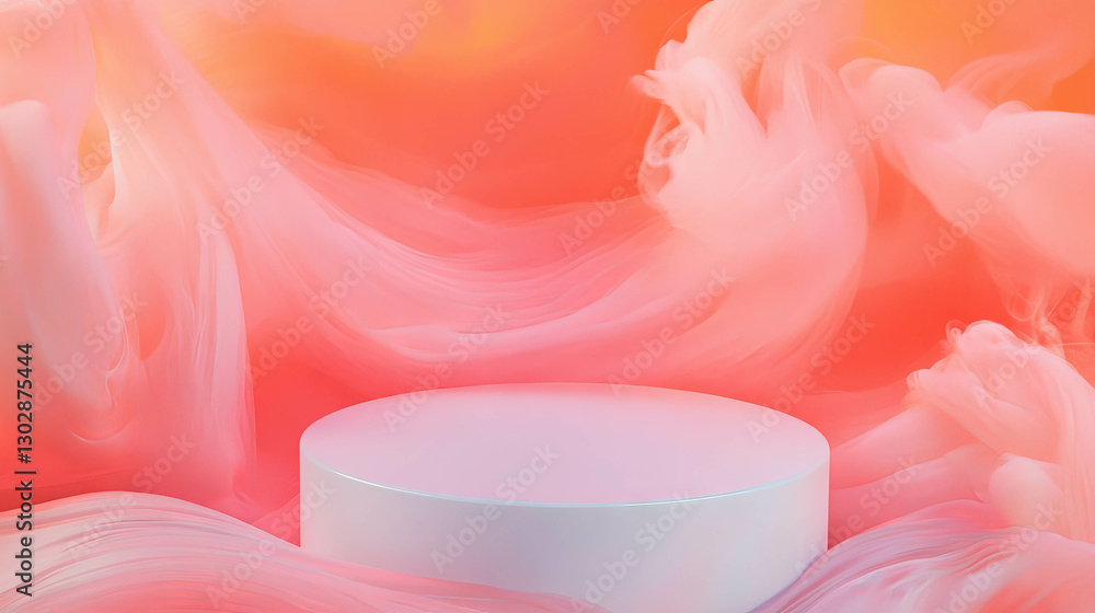 Poster elegant display podium with vibrant abstract background for product showcase