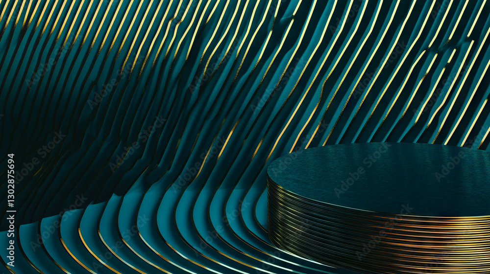 Aufkleber Abstract background with podium and vertical lines - modern geometric design for presentations and exhibitions