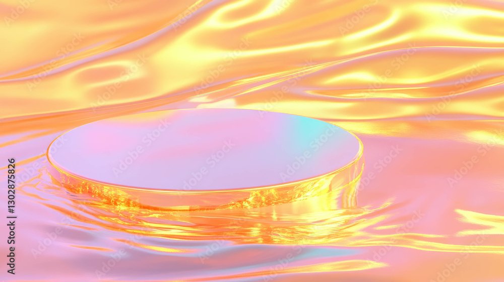 Aufkleber abstract glowing background with emerging podium for product display and design