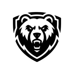 Grizzly bear. Bear emblem. Modern style bear sign. Vector illustration