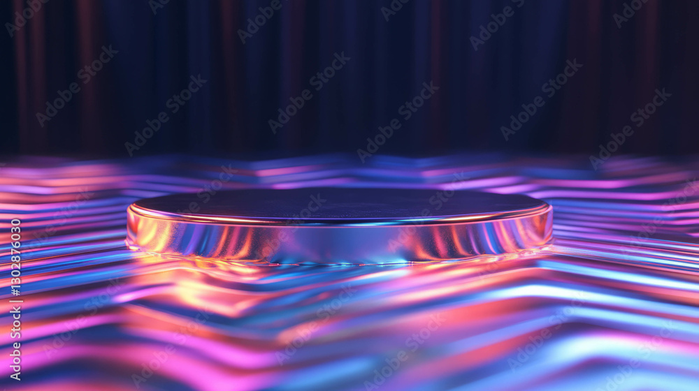 Poster vibrant abstract background with iridescent podium for product display