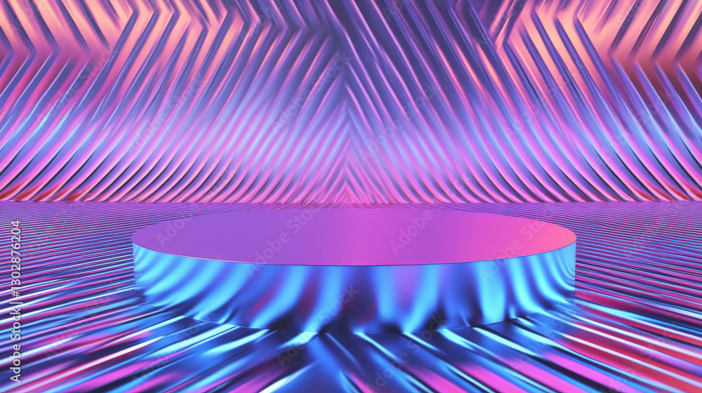 Aufkleber futuristic abstract background with metallic podium for modern design concepts
