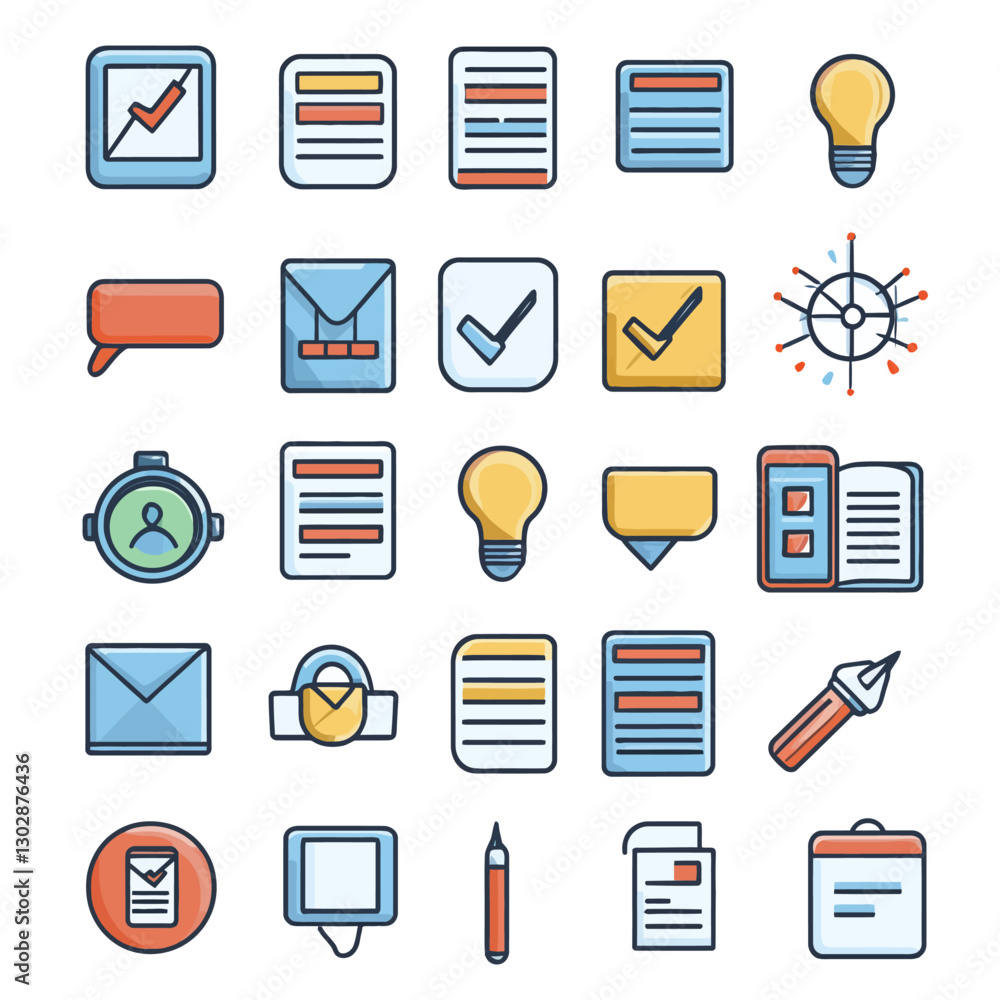 Poster vector illustration icons for ui design, task management and productivity