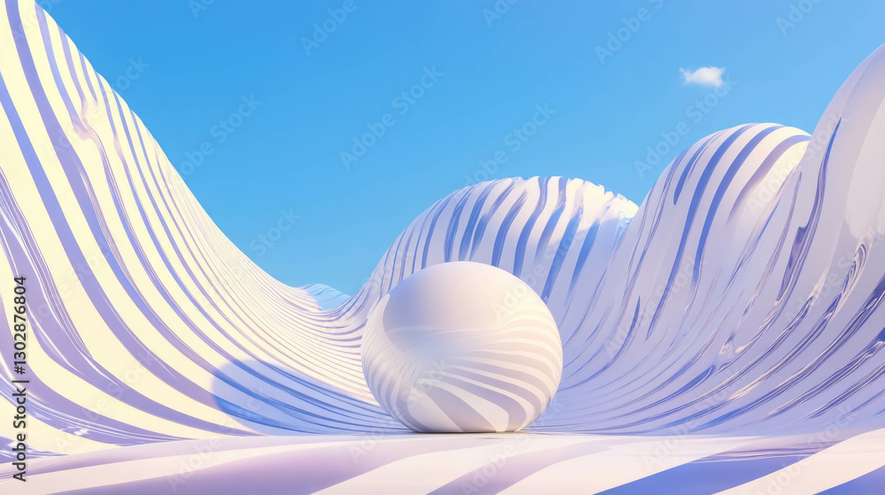 Poster abstract background with podium and smooth waves design